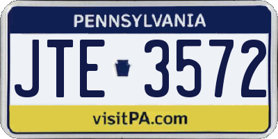 PA license plate JTE3572