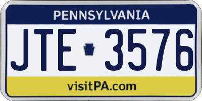 PA license plate JTE3576