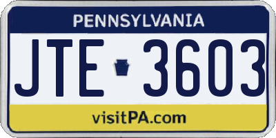 PA license plate JTE3603