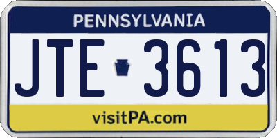 PA license plate JTE3613