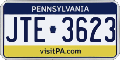 PA license plate JTE3623
