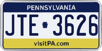 PA license plate JTE3626