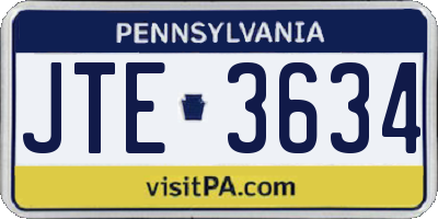 PA license plate JTE3634