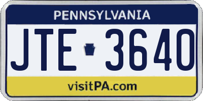 PA license plate JTE3640