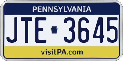 PA license plate JTE3645