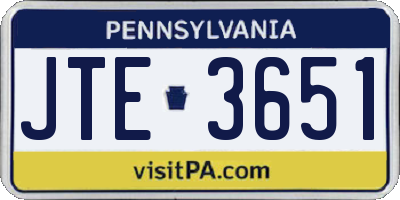 PA license plate JTE3651
