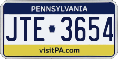 PA license plate JTE3654