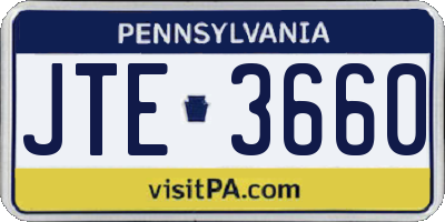 PA license plate JTE3660