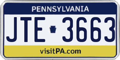 PA license plate JTE3663