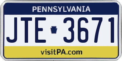 PA license plate JTE3671
