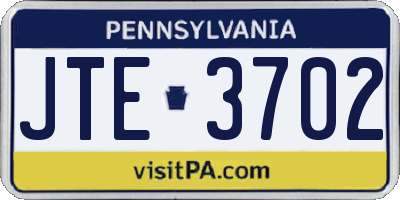 PA license plate JTE3702