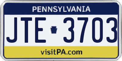 PA license plate JTE3703