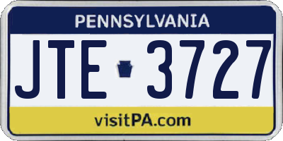 PA license plate JTE3727
