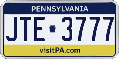 PA license plate JTE3777