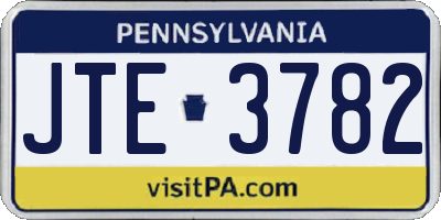 PA license plate JTE3782