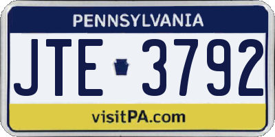 PA license plate JTE3792