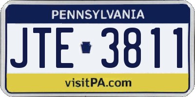 PA license plate JTE3811