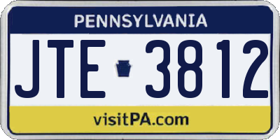 PA license plate JTE3812