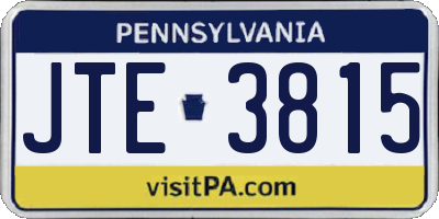 PA license plate JTE3815