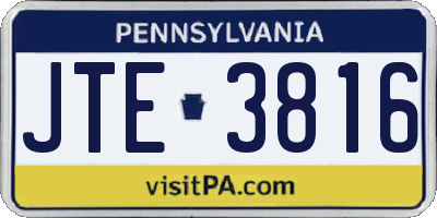 PA license plate JTE3816