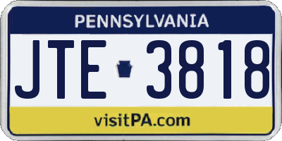 PA license plate JTE3818