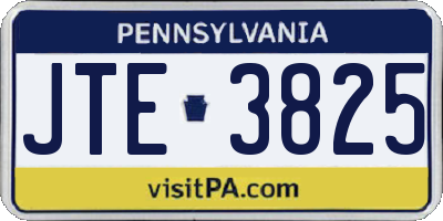 PA license plate JTE3825