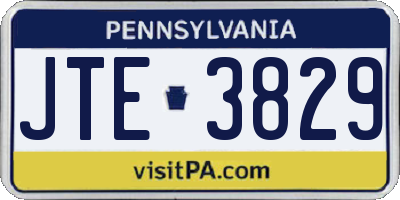 PA license plate JTE3829