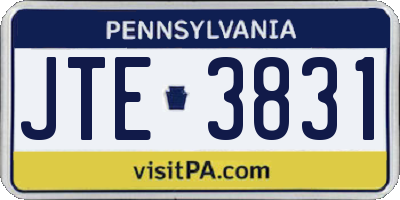 PA license plate JTE3831