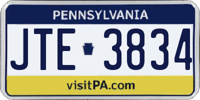 PA license plate JTE3834