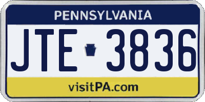 PA license plate JTE3836