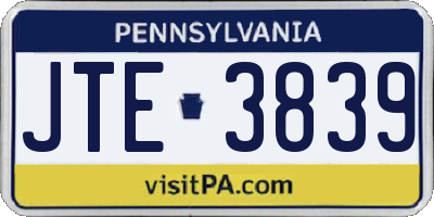 PA license plate JTE3839