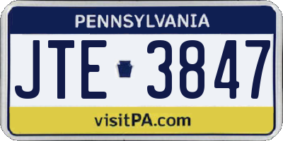 PA license plate JTE3847