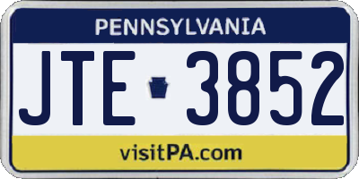 PA license plate JTE3852