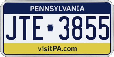 PA license plate JTE3855