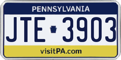 PA license plate JTE3903