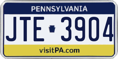 PA license plate JTE3904
