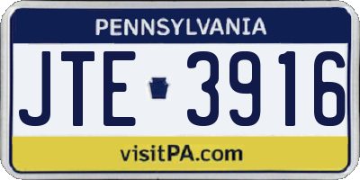 PA license plate JTE3916