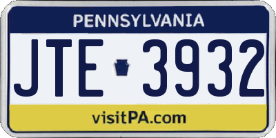 PA license plate JTE3932