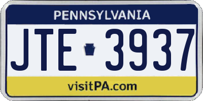 PA license plate JTE3937