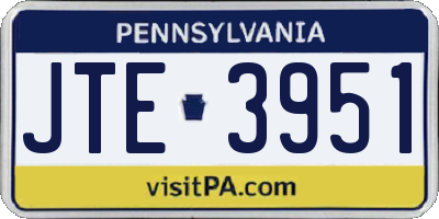 PA license plate JTE3951