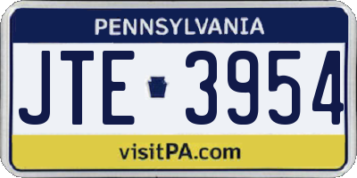 PA license plate JTE3954