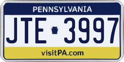 PA license plate JTE3997