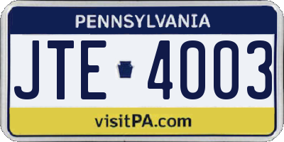 PA license plate JTE4003
