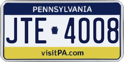 PA license plate JTE4008