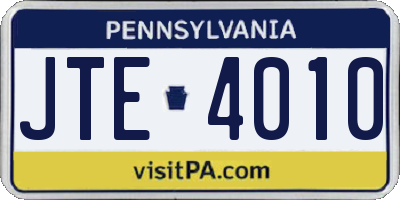 PA license plate JTE4010