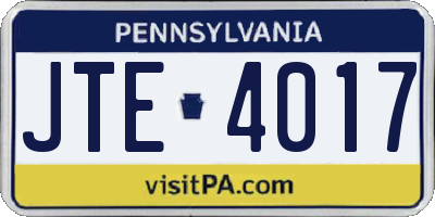 PA license plate JTE4017