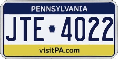 PA license plate JTE4022