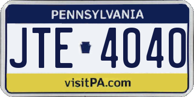 PA license plate JTE4040