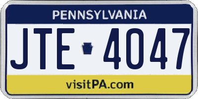 PA license plate JTE4047
