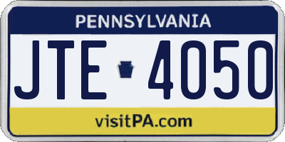 PA license plate JTE4050